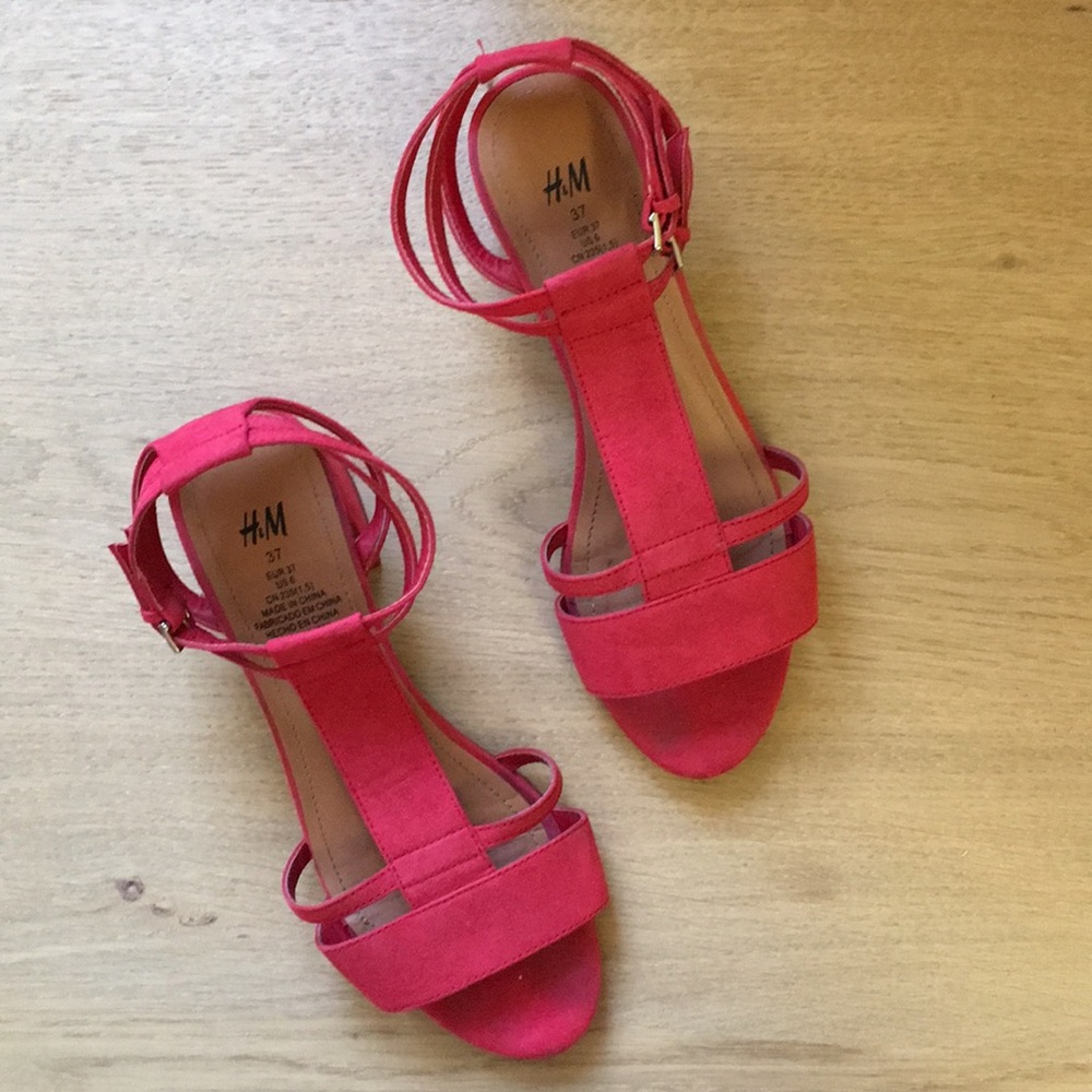 H&M red faux suede sandals